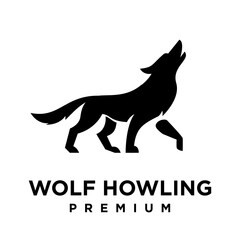 Obraz premium Wolf howling logo icon design illustration