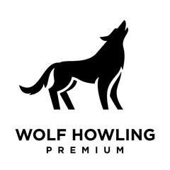 Wolf howling logo icon design illustration