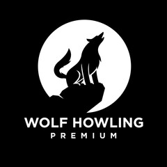 Wolf howling logo icon design illustration