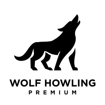 Wolf howling logo icon design illustration