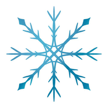 Isolated blue snowflake hand drawn on transparent background
