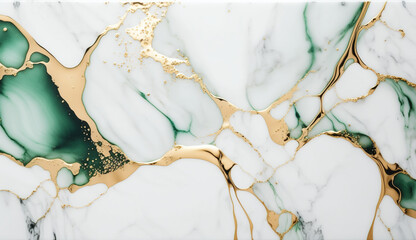 White and green marble textured background. Abstract design texture. AI

