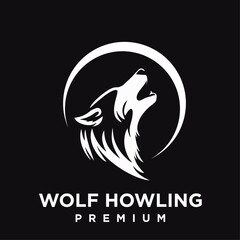 Wolf howling head logo icon design illustration - obrazy, fototapety, plakaty