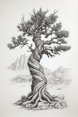 black and white tree