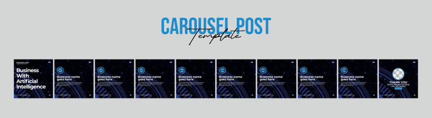 Set of Linkedin Carousel Post, editable social media Instagram carousel post, modern and creative business carousel post template, eps 10. © Graphaxil