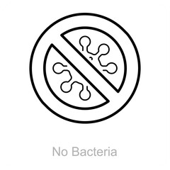 No Bacteria and bacteria icon concept 
