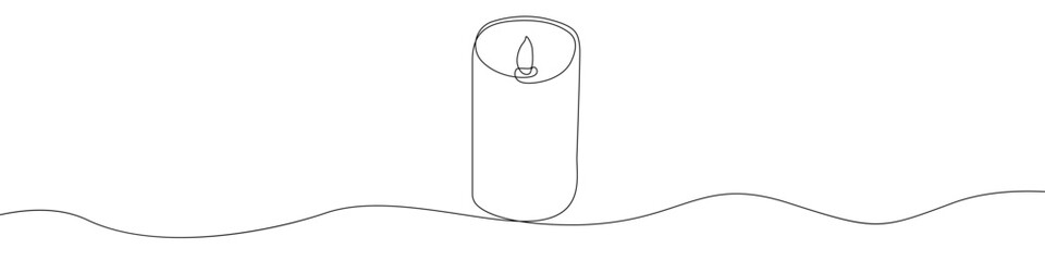 Candle icon line continuous drawing vector. One line Electric safe candle icon vector background. Set of burning candles icon. Continuous outline of Wax, paraffin candle.