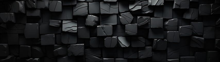 Abstract Wall of Black Cubes - obrazy, fototapety, plakaty
