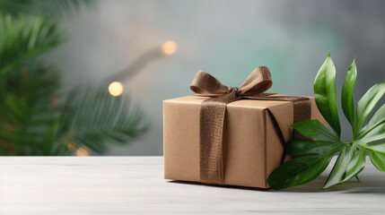 Christmas gift box photo, festive background photo, christmas decoration, Generative AI