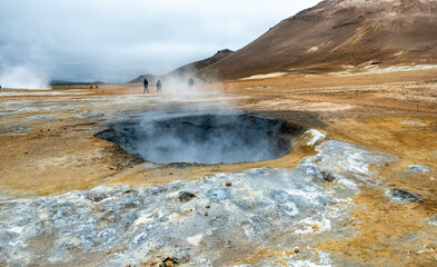 Hverir geothermal area, Iceland. Hverir is a geothermal area at the foothill of Namafjall, not far from Lake Myvatn