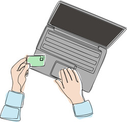  pay by card one line drawing