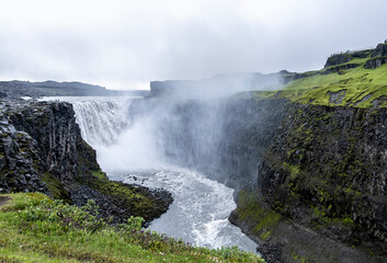 Dettifoss waterfall, Vatnajokull National Park, northeast Iceland: Dettifoss is a waterfall found in North Iceland and ranks as the second most powerful in Europe -Iceland