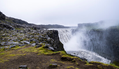 Dettifoss waterfall, Vatnajokull National Park, northeast Iceland: Dettifoss is a waterfall found in North Iceland and ranks as the second most powerful in Europe -Iceland