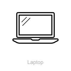 Laptop and screen icon concept 