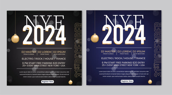 Gradient Happy New Year social media flyer post template