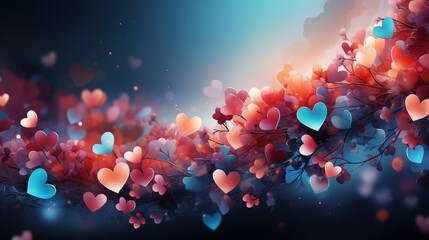 Heart Confetti Valentines Petals Falling,Valentine Day Background, Background For Banner, HD