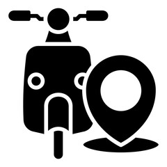 Map Pin glyph icon, related to transportation, ride sharing theme.