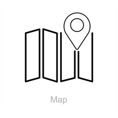 Map and pin icon concept
