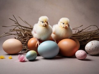  Easter eggs with chickens. quail eggs