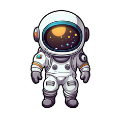 Cute astronaut cartoon illustration isolated  Generative AI