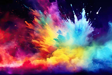 Foto op Plexiglas Rainbow Smoke Explosion Background Generative AI © j@supervideoshop.com