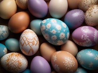 Fototapeta na wymiar Easter background made of colored eggs