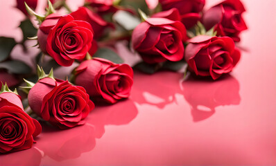 Obraz premium Romantic red roses for a heartfelt Valentine's Day card