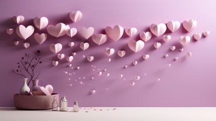Pink Valentines Day Background 3D Hearts,Valentine Day Background, Background For Banner, HD