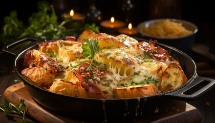 Grilled meat, cooked to perfection, ready to eat gourmet meal generated by AI