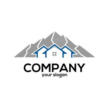 modern logo of mountain with house