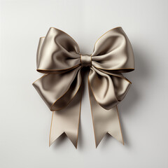Luxurious Satin Gift Bow with Elegant Golden Trim Detailing on a Pristine White Background