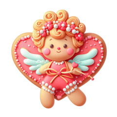 Fototapeta premium Valentine Gingerbread cupid cookie.