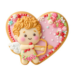 Obraz na płótnie Canvas Valentine Gingerbread cupid cookie.