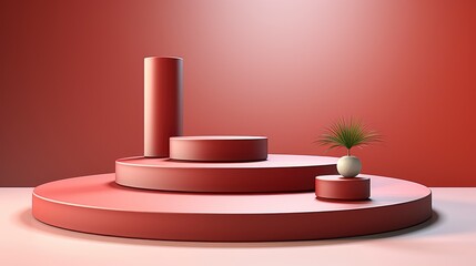 Realistic Red 3D Cylinder Pedestal Podium,Valentine Day Background, Background For Banner, HD