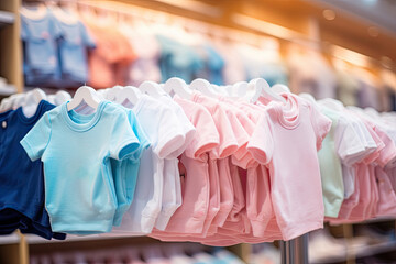 A colorful children's clothing store with a varied collection of casual and stylish clothes for the little ones.