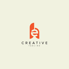 Alphabet HE EH letter modern monogram style logo vector template.
