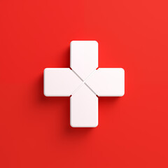 White cross on red background