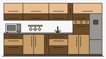 Kitchen layout. Kitchen. Kitchen furnishings. Modern kitchen illustration.