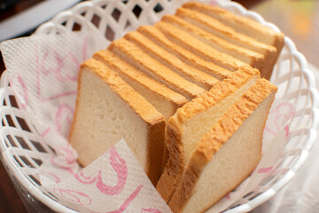 Top view of a sliced bread	