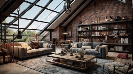 Casual loft with a spectacular wallpaper