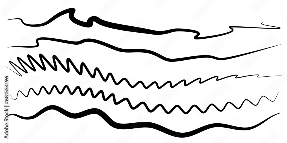 Fototapete wave curve, flow pattern, vector design element. abstract dynamic stroke, linear graphic rays. sound
