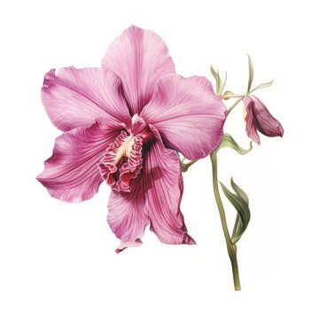 orchid detailed watercolor painting fruit vegetable clipart botanical realistic illustration