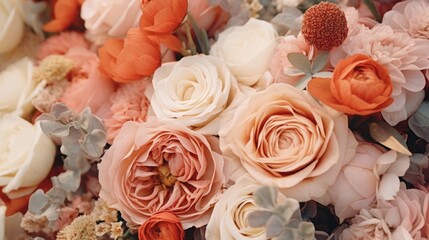 Wedding flowers in pastel colors. Floral background