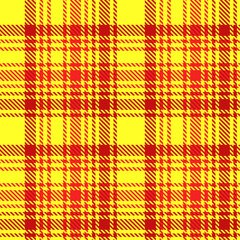 Yellow Red Tartan Plaid Pattern Seamless. Checkered fabric texture for flannel shirt, skirt, blanket
