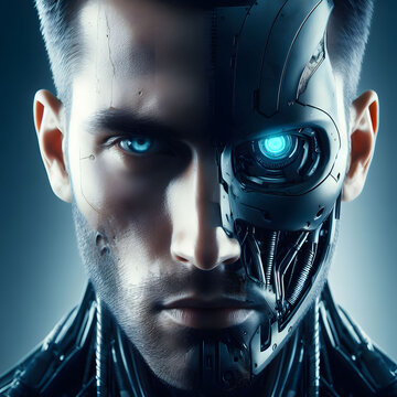 human cyborg face concept