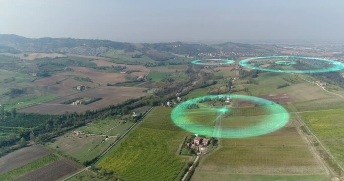 Visualization of the transmission of an Internet connection through a telecommunications tower. 6g internet concept. Telecommunications tower distributes internet concept.