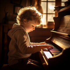 Boy playing the piano.