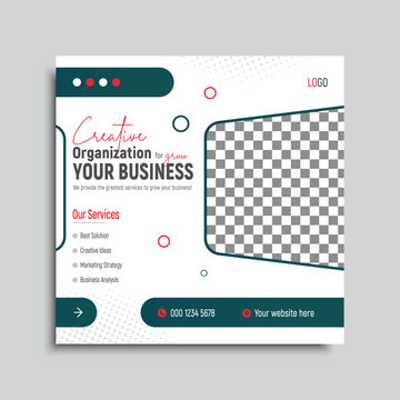 Corporate business social media post design or professional editable square banner template