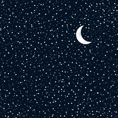 Obraz na płótnie Canvas Sky seamless pattern. Moon and stars. Vector illustration for prints, wallpapers.