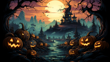 A spooky Halloween vector design element set featuring intricately designed. Generative ai.